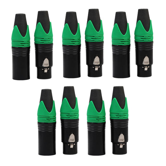 5 Pairs 3 Pin XLR Connector Male and Female Microphone Mic Cable Adapter Green