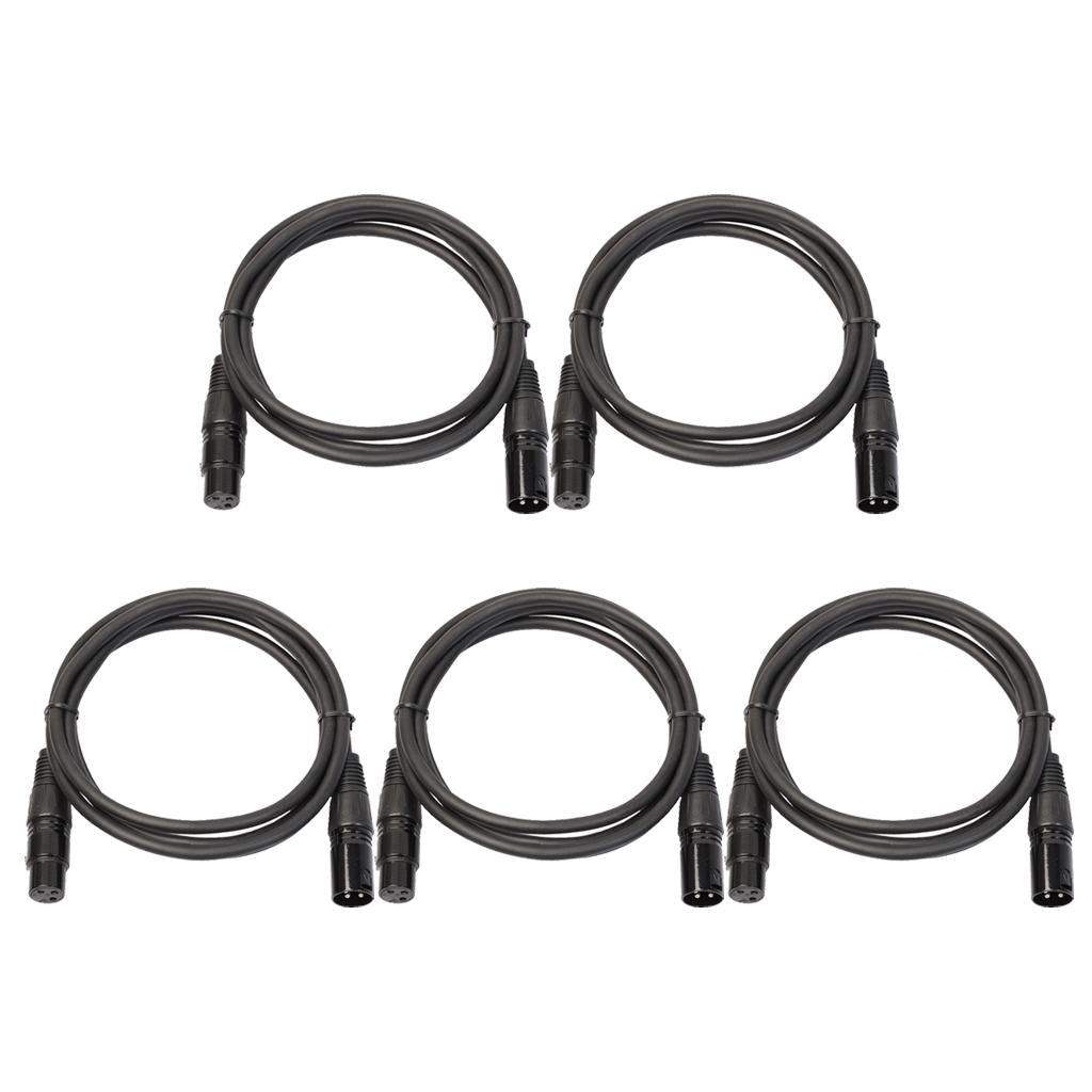 5xXLR Microphone Cable 3-Pin XLR Male to Female Cable Mic Cords Patch Cables