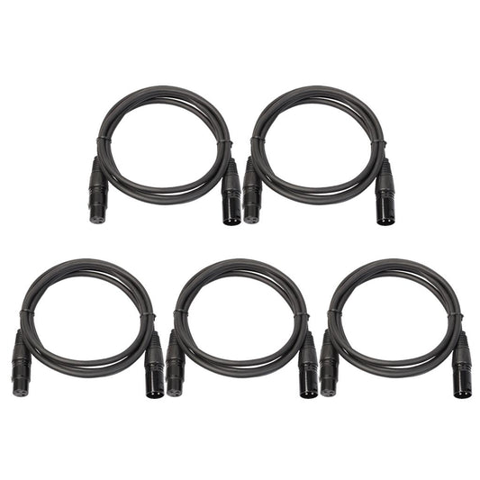 5xXLR Microphone Cable 3-Pin XLR Male to Female Cable Mic Cords Patch Cables