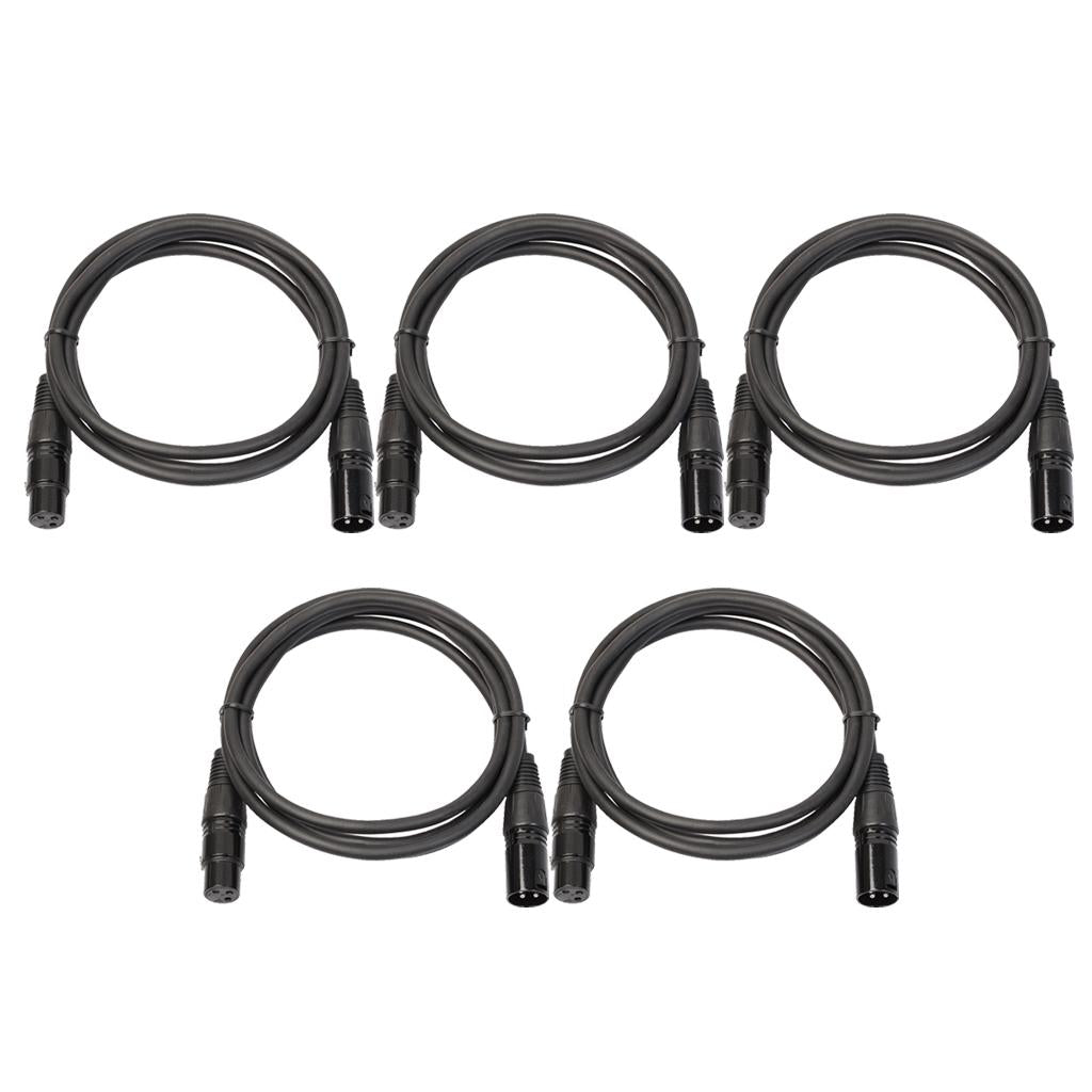 5xXLR Microphone Cable 3-Pin XLR Male to Female Cable Mic Cords Patch Cables