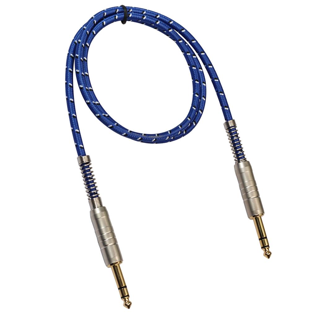 1Pc 6.35mm Male to Male Stereo Audio Aux Cable 100cm