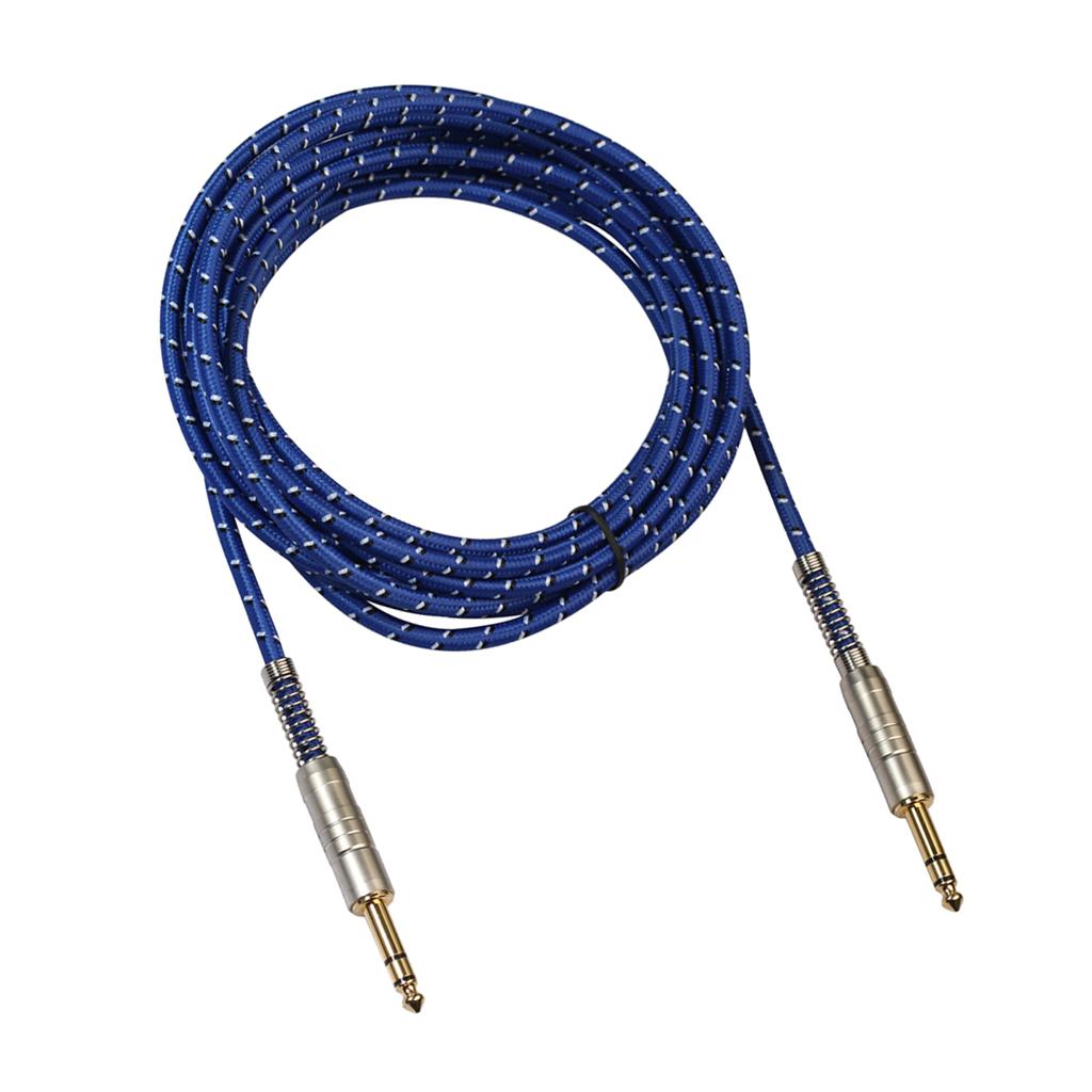 1Pc 6.35mm Male to Male Stereo Audio Aux Cable 500cm