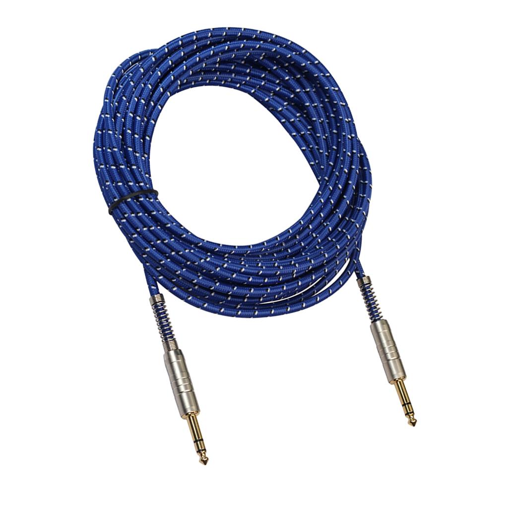 1Pc 6.35mm Male to Male Stereo Audio Aux Cable 1000cm