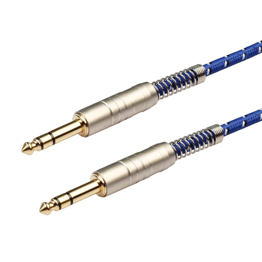 1Pc 6.35mm Male to Male Stereo Audio Aux Cable 2000cm  Blue