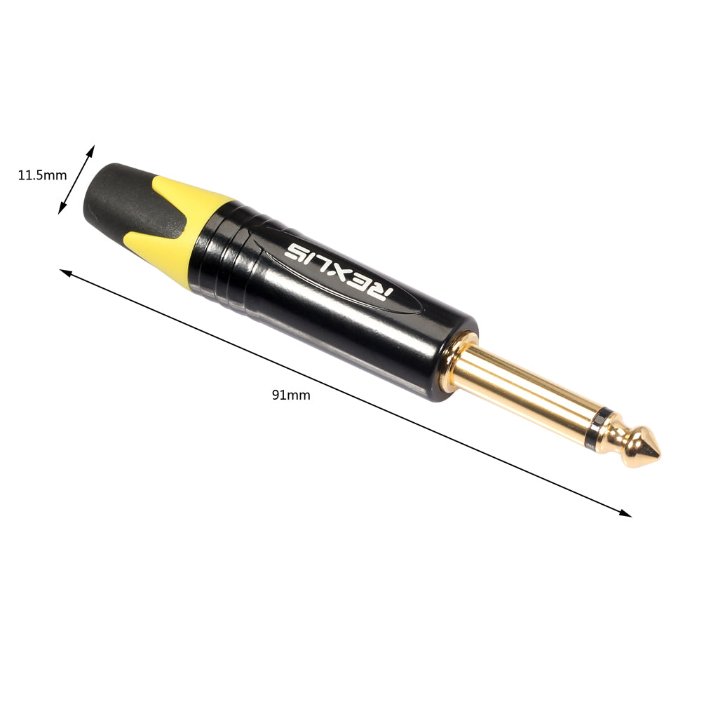 6.35mm Stereo Jack Plug for DIY Audio Soldering for Microphone Guitar Yellow