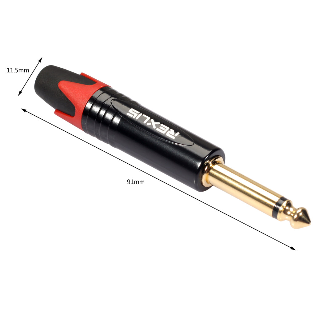 6.35mm Stereo Jack Plug for DIY Audio Soldering for Microphone Guitar Red