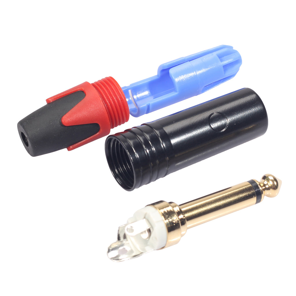 6.35mm Stereo Jack Plug for DIY Audio Soldering for Microphone Guitar Red
