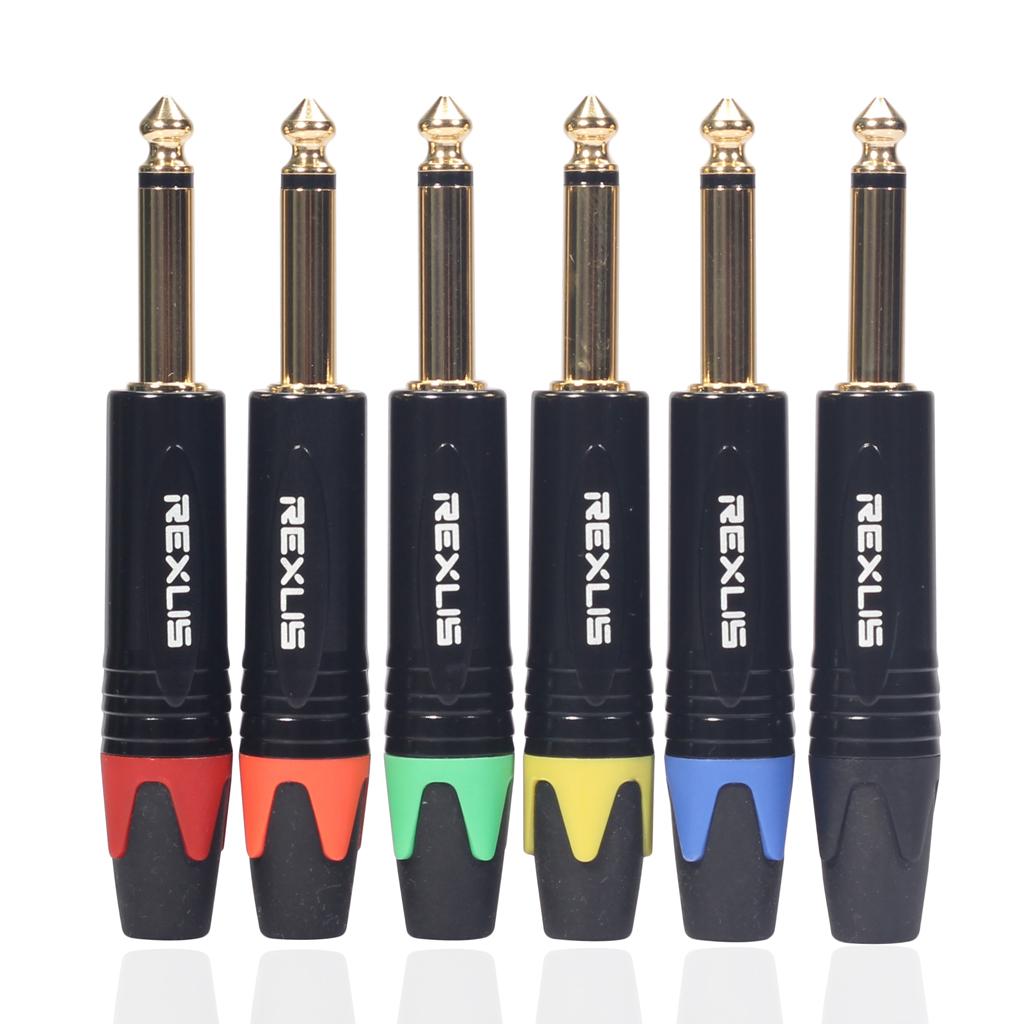 6.35mm Stereo Jack Plug for DIY Audio Soldering for Microphone Guitar Black