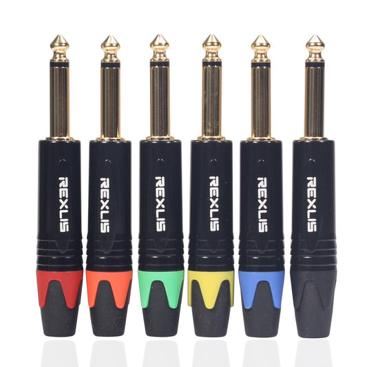 6.35mm Stereo Jack Plug for DIY Audio Soldering for Microphone Guitar Black