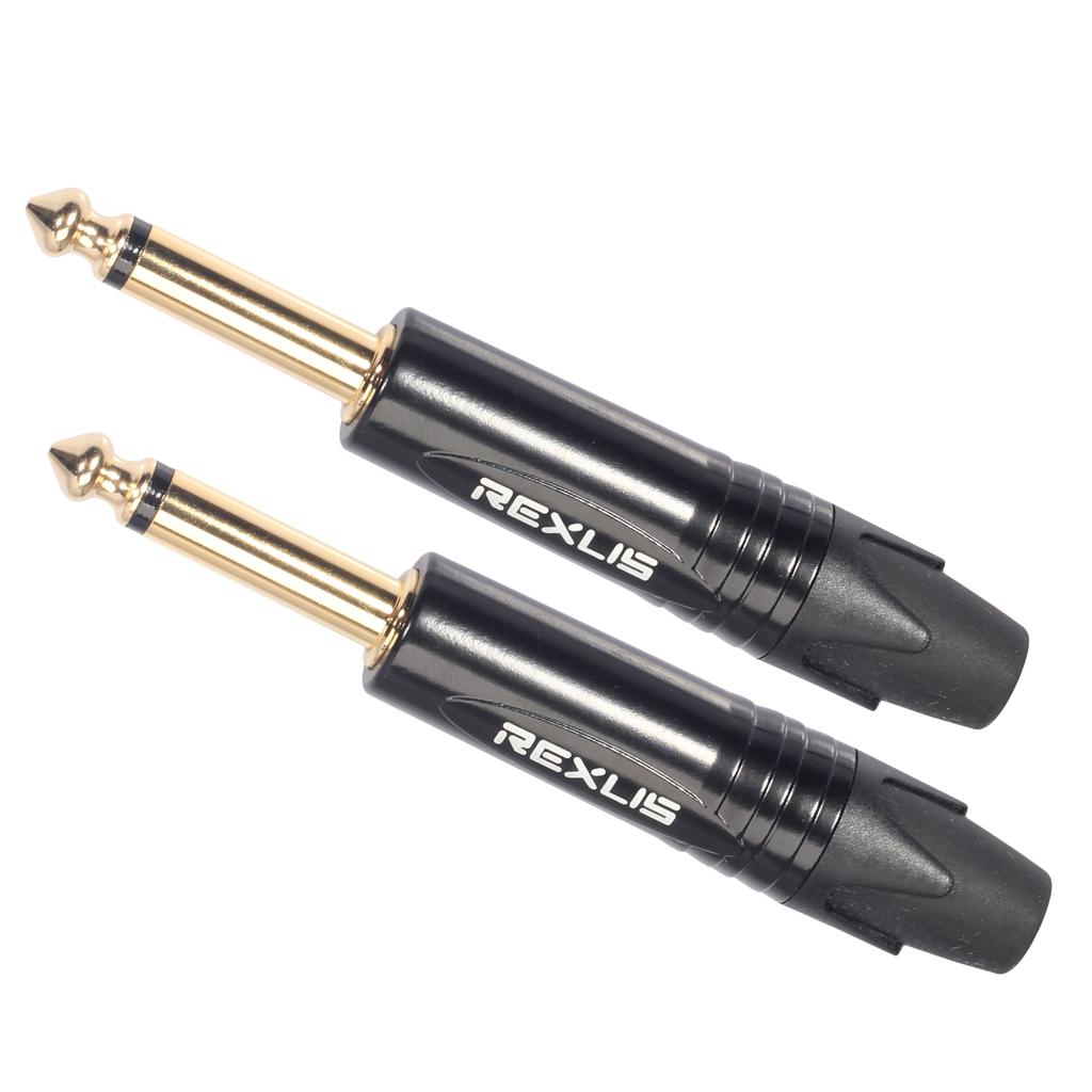 6.35mm Stereo Jack Plug for DIY Audio Soldering for Microphone Guitar Black