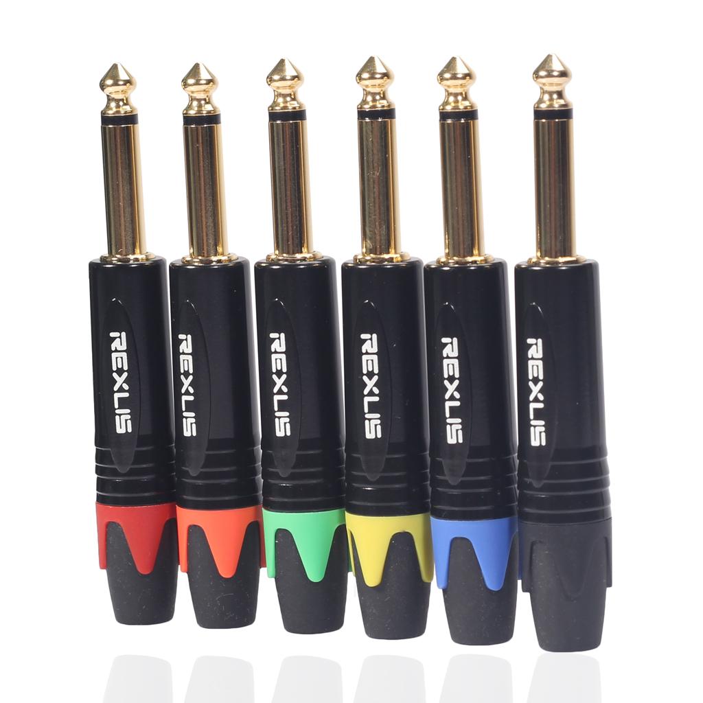 6.35mm Stereo Jack Plug for DIY Audio Soldering for Microphone Guitar Black
