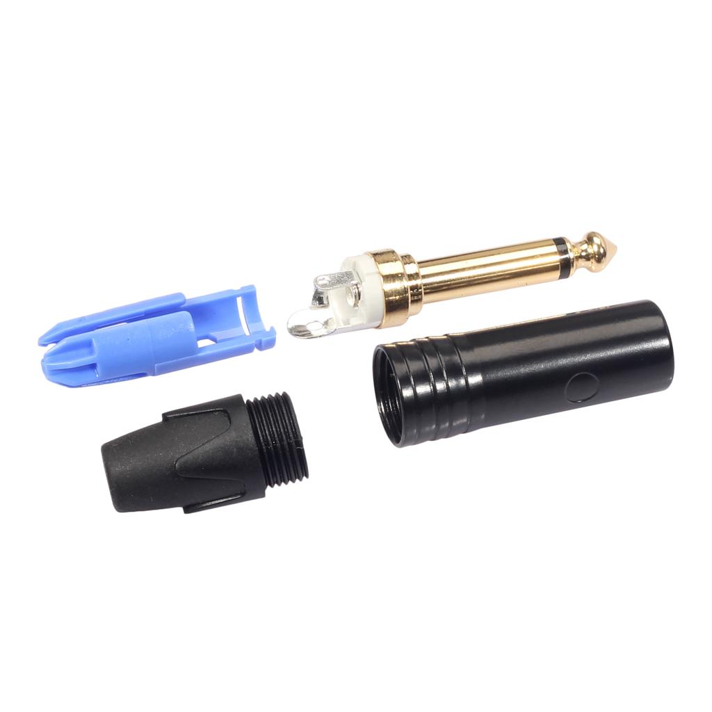 6.35mm Stereo Jack Plug for DIY Audio Soldering for Microphone Guitar Black