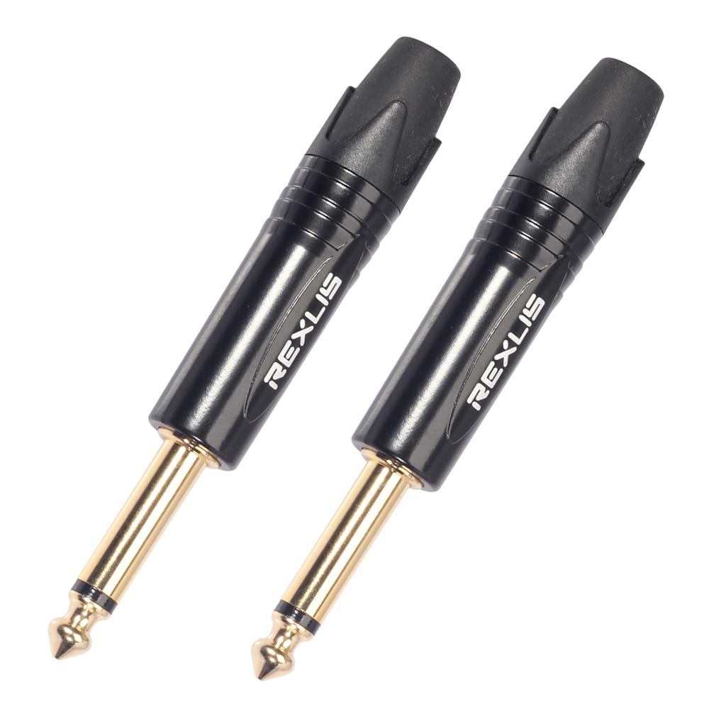 6.35mm Stereo Jack Plug for DIY Audio Soldering for Microphone Guitar Black
