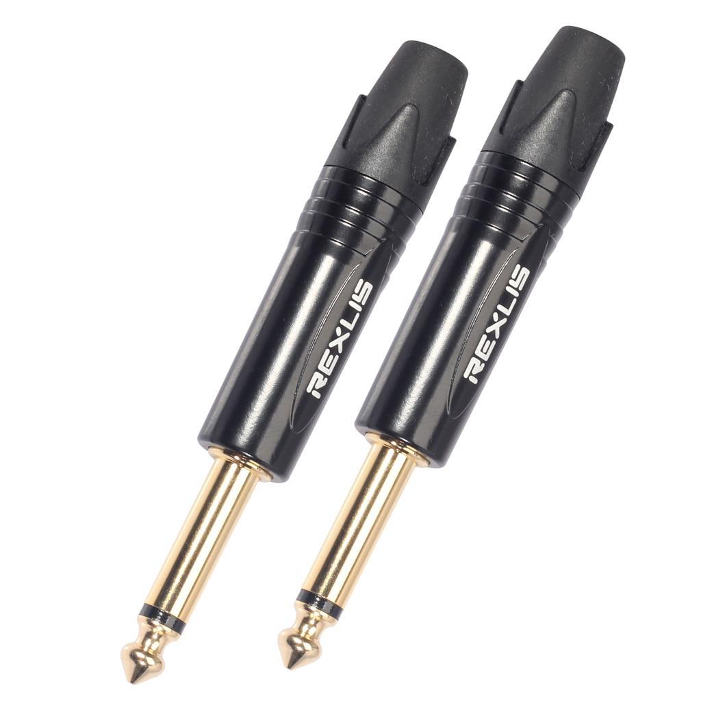 6.35mm Stereo Jack Plug for DIY Audio Soldering for Microphone Guitar Black