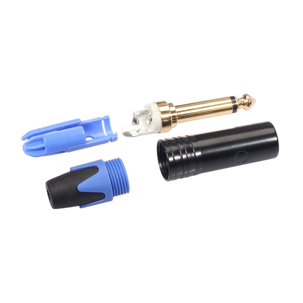 6.35mm Stereo Jack Plug for DIY Audio Soldering for Microphone Guitar Blue
