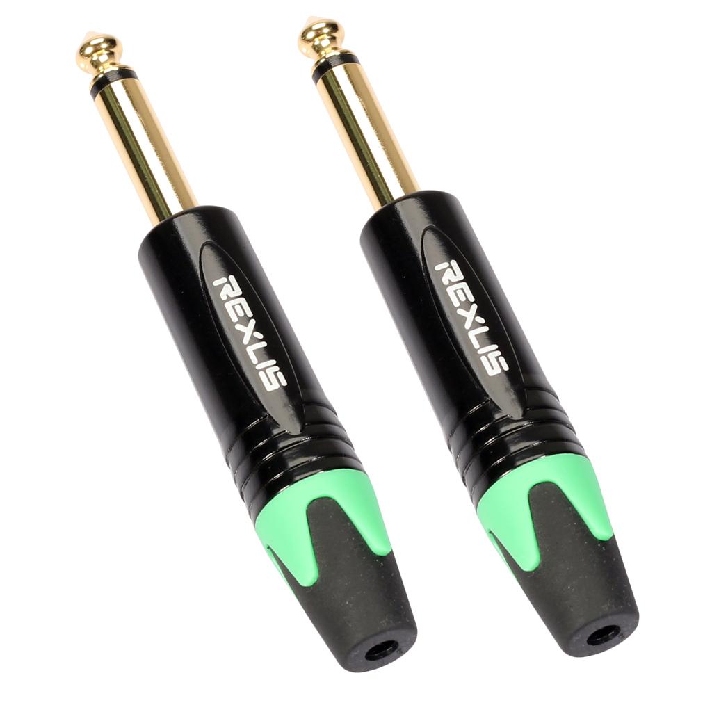 6.35mm Stereo Jack Plug for DIY Audio Soldering for Microphone Guitar Green