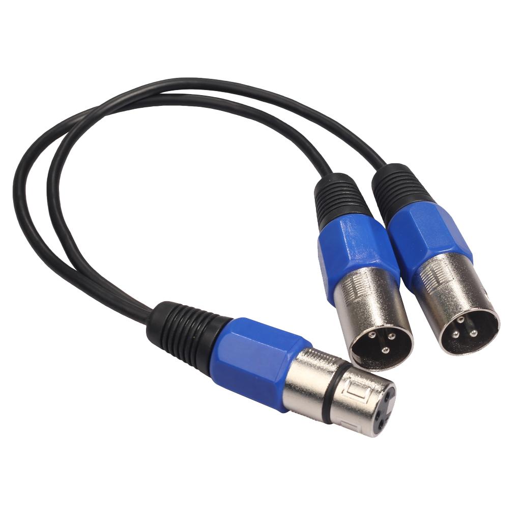 30cm 3P XLR Female Jack to Dual Male Splitter Adapter Audio Cable for Mic