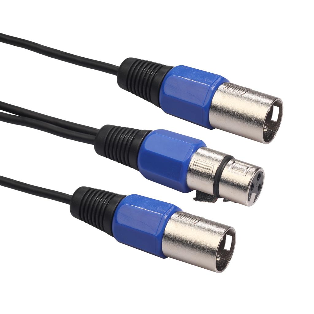 30cm 3P XLR Female Jack to Dual Male Splitter Adapter Audio Cable for Mic