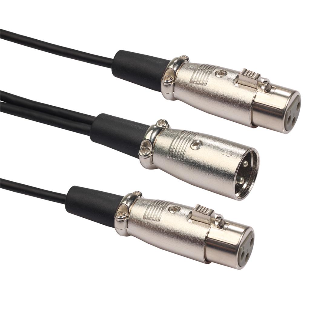 New 3Pin XLR 1 Male to 2 Female Audio Extension Cable For Mic,Mixer Recorder