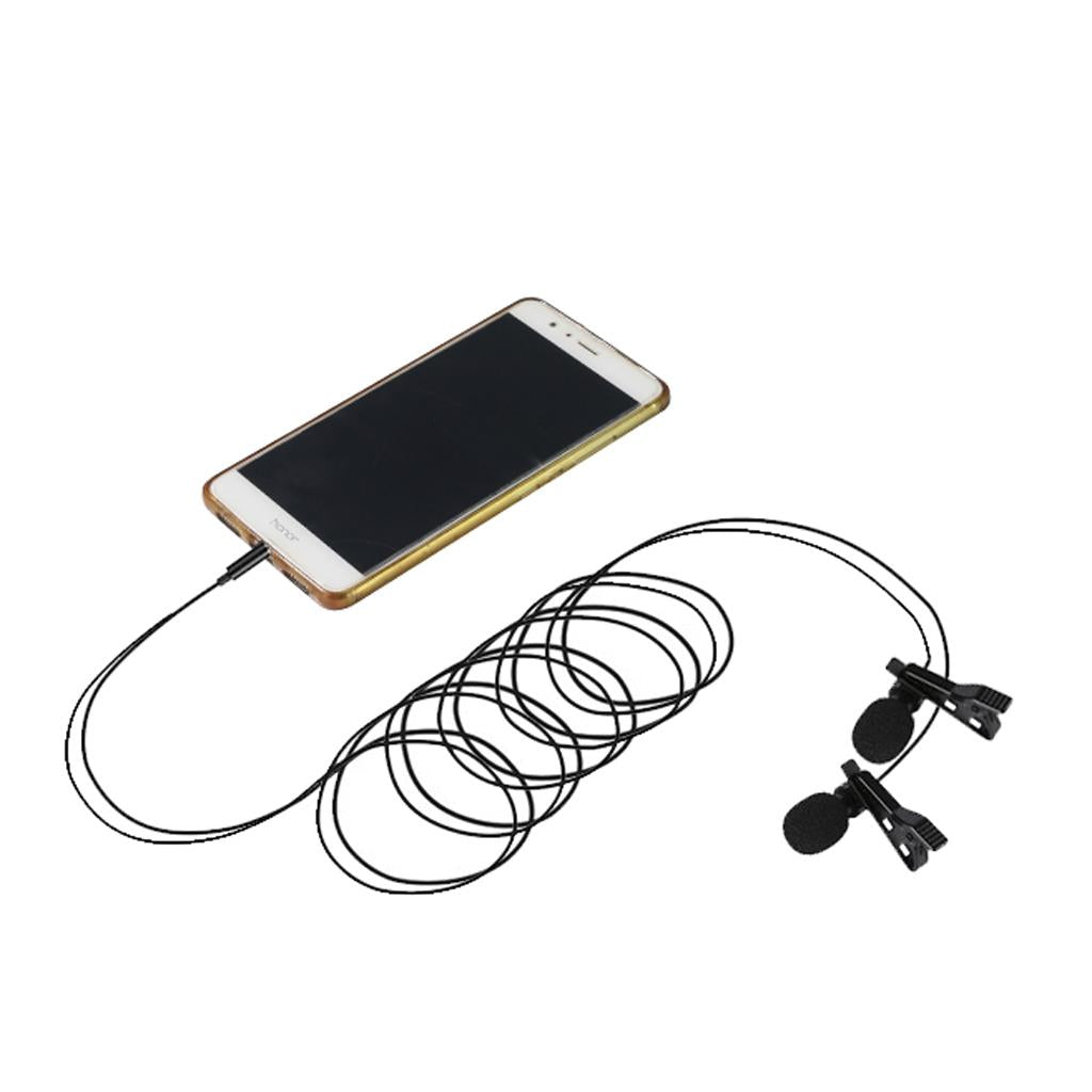 Dual Head Clip On Lapel Condenser Microphone Hands Free Omnidirectional Mic