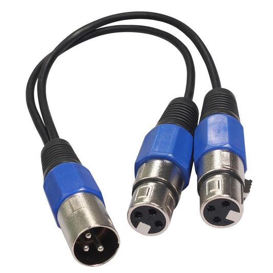 3-Pin XLR Male Plug to Dual 2 Female Jack Y Splitter Mic DJ Cable Adaptor