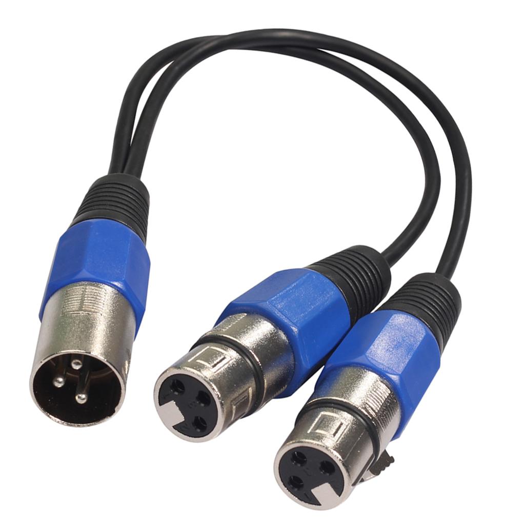3-Pin XLR Male Plug to Dual 2 Female Jack Y Splitter Mic DJ Cable Adaptor