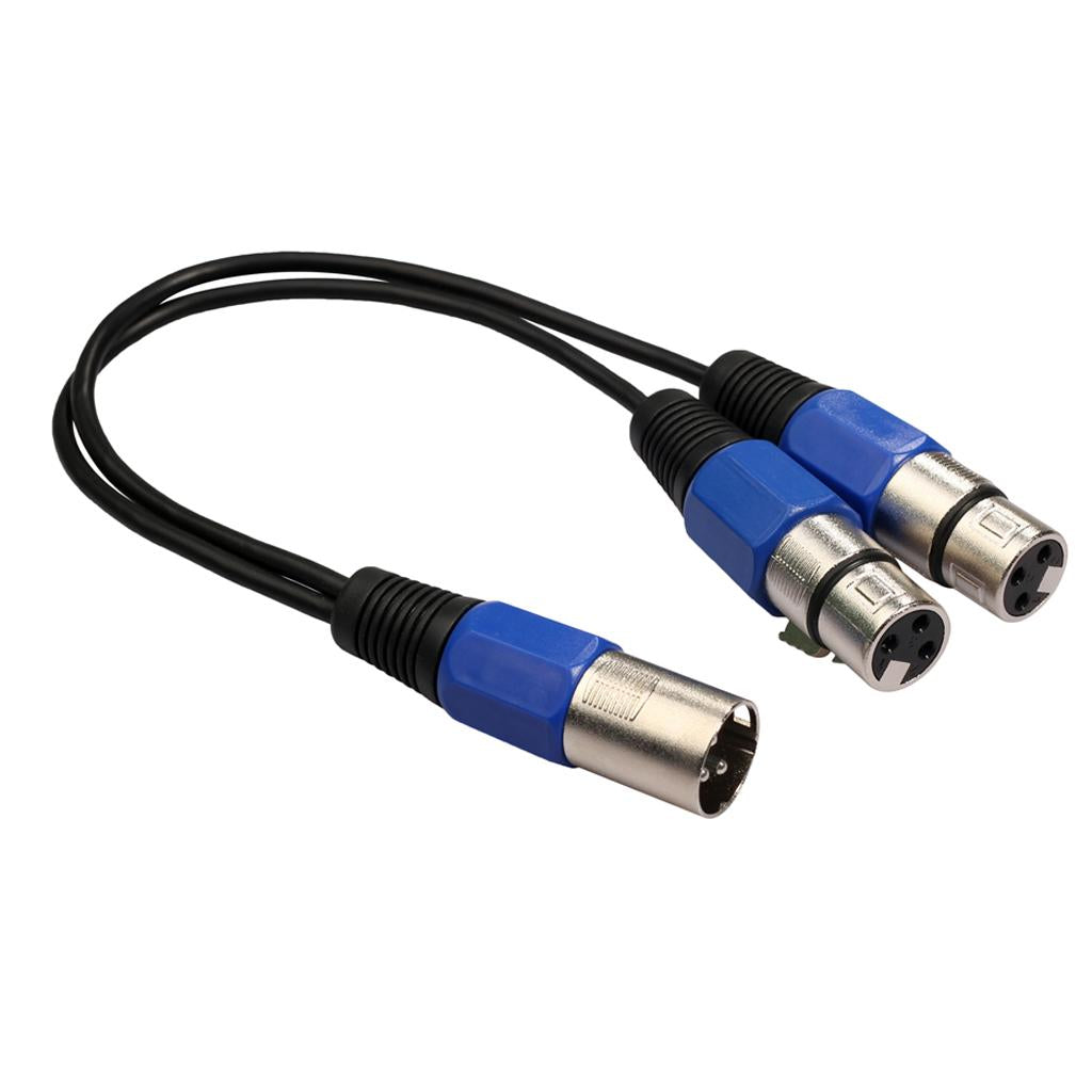 3-Pin XLR Male Plug to Dual 2 Female Jack Y Splitter Mic DJ Cable Adaptor