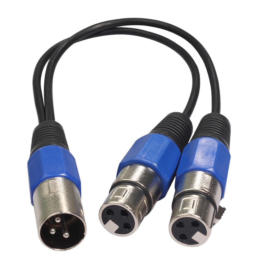 3-Pin XLR Male Plug to Dual 2 Female Jack Y Splitter Mic DJ Cable Adaptor