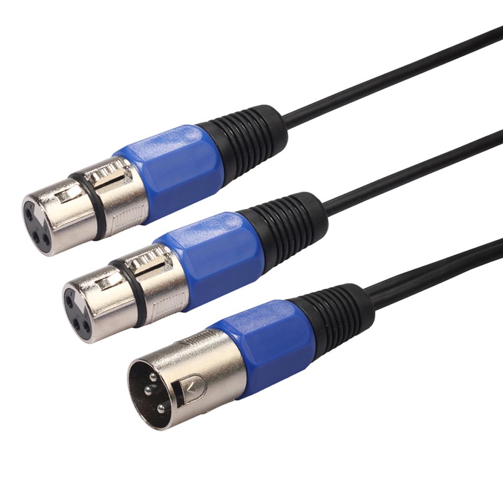 3-Pin XLR Male Plug to Dual 2 Female Jack Y Splitter Mic DJ Cable Adaptor