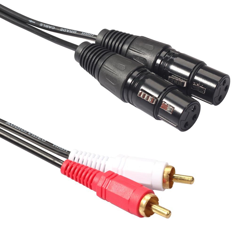 2 RCA Male to 2 XLR Female Audio Extension Cable for Mic, Mixer Recorder