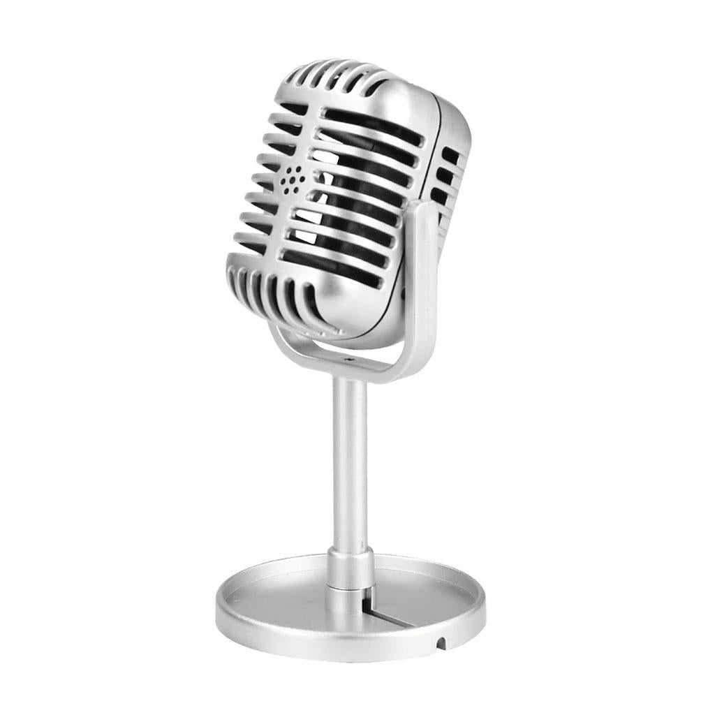 Classic Retro Vintage Style Microphone Prop Photography Props Old Mic Silver