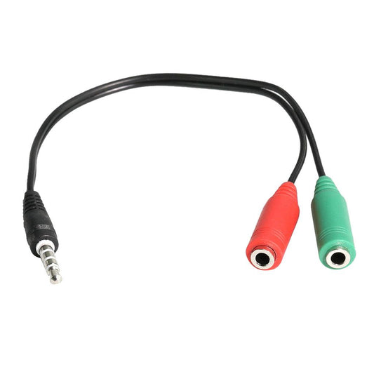 3.5mm Stereo Audio Male to 2 Female Microphone Mic Y Splitter Cable