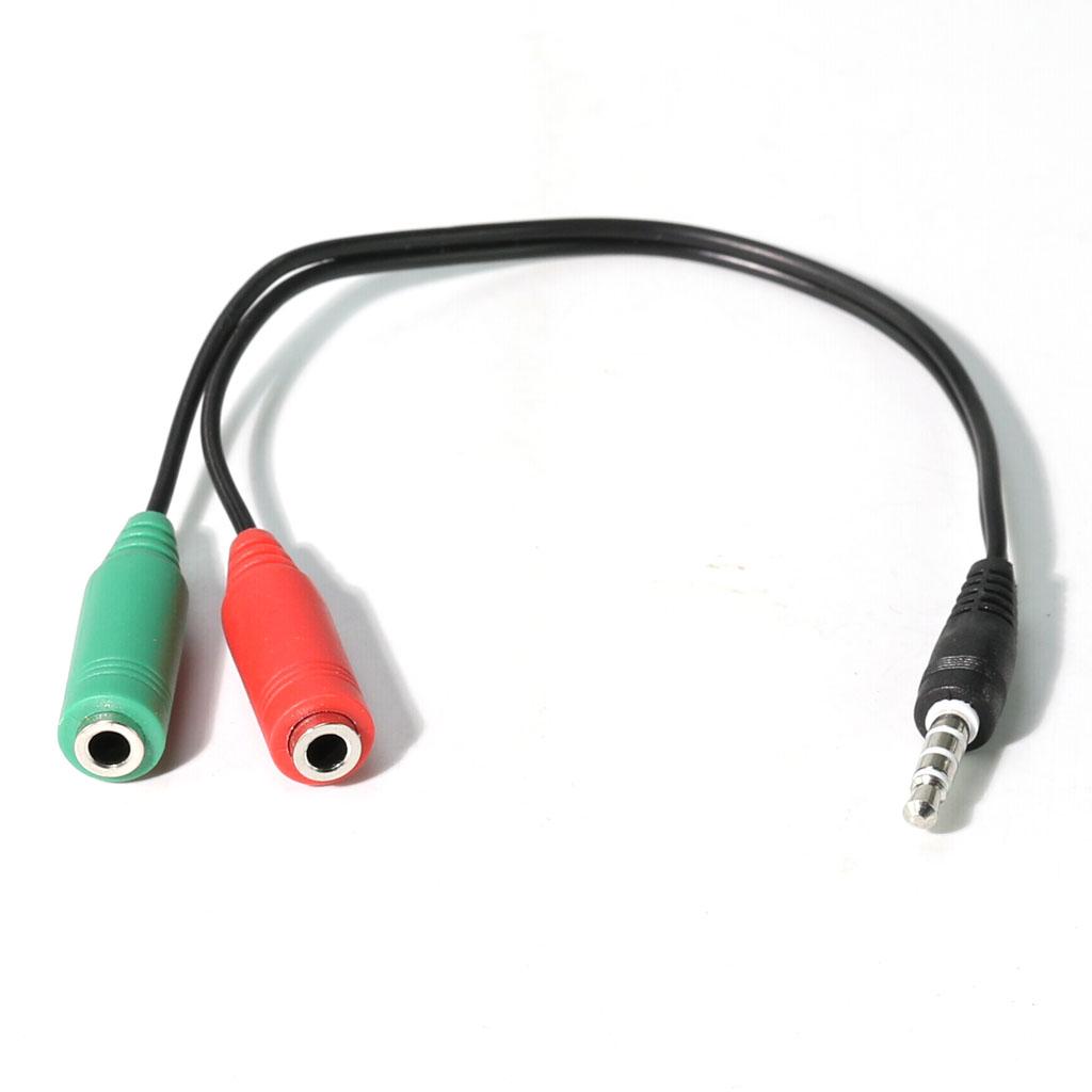 3.5mm Stereo Audio Male to 2 Female Microphone Mic Y Splitter Cable