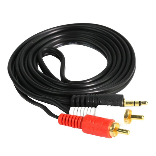 1M 3.5mm Stereo Male to 2 RCA Dual Audio Male Adapter Speaker Cable Black