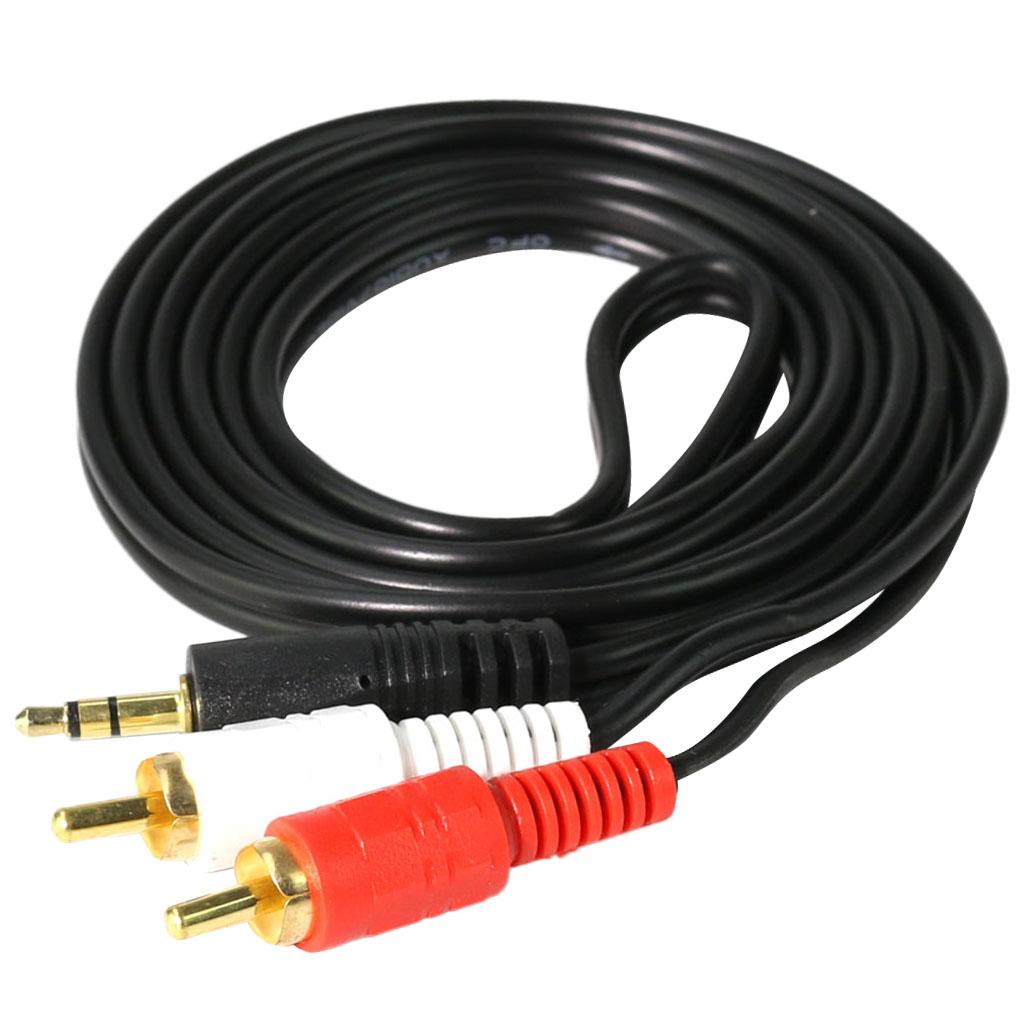 1M 3.5mm Stereo Male to 2 RCA Dual Audio Male Adapter Speaker Cable Black