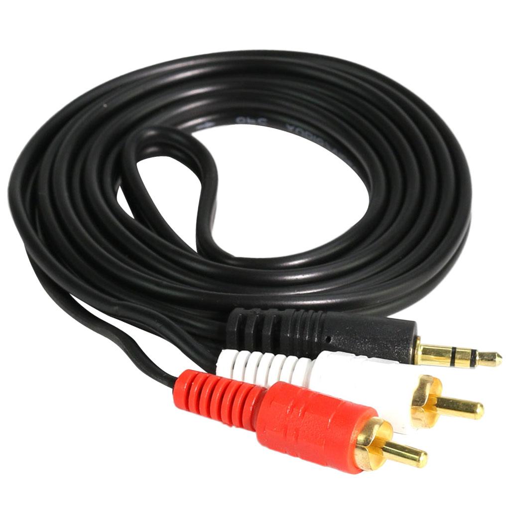 1M 3.5mm Stereo Male to 2 RCA Dual Audio Male Adapter Speaker Cable Black