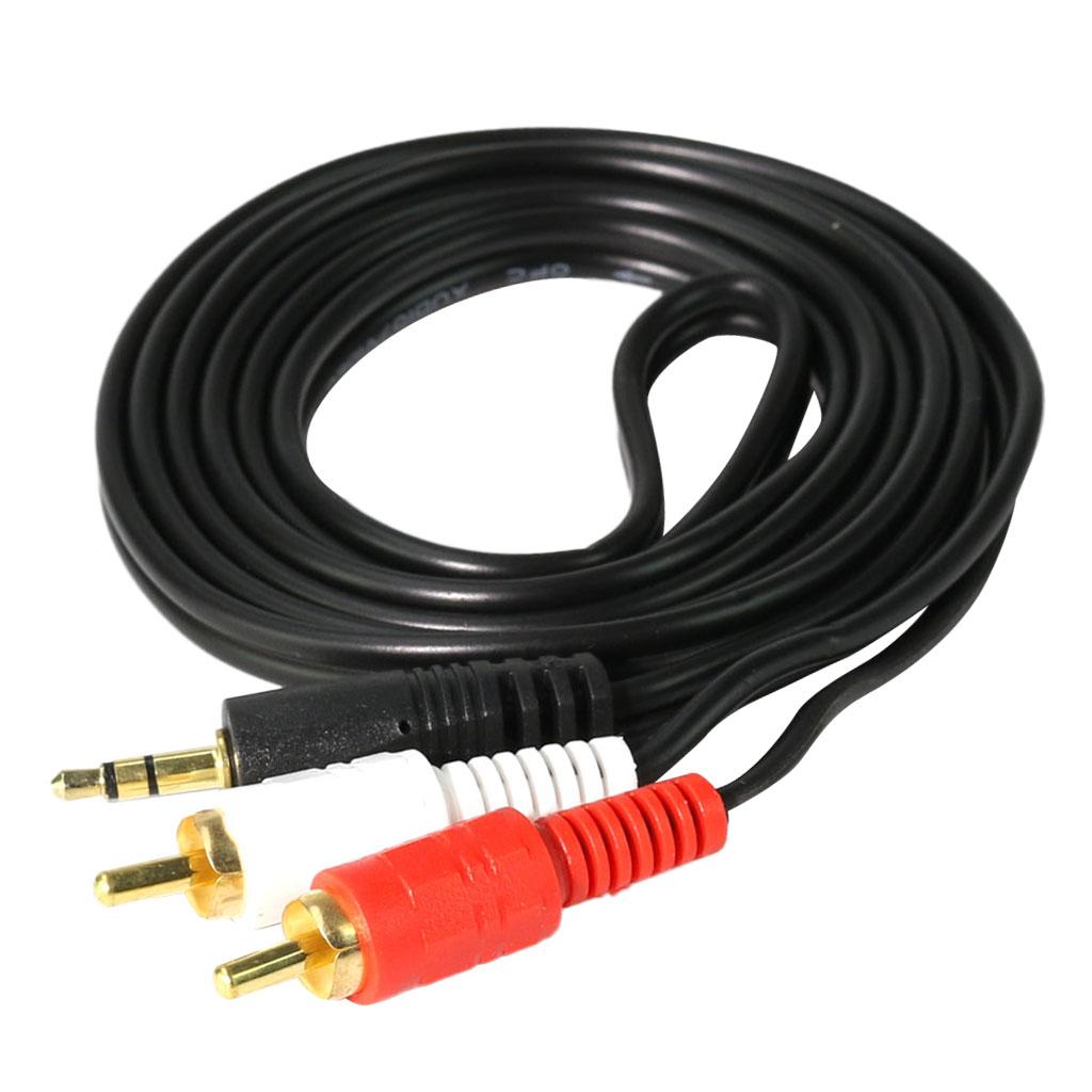 1M 3.5mm Stereo Male to 2 RCA Dual Audio Male Adapter Speaker Cable Black