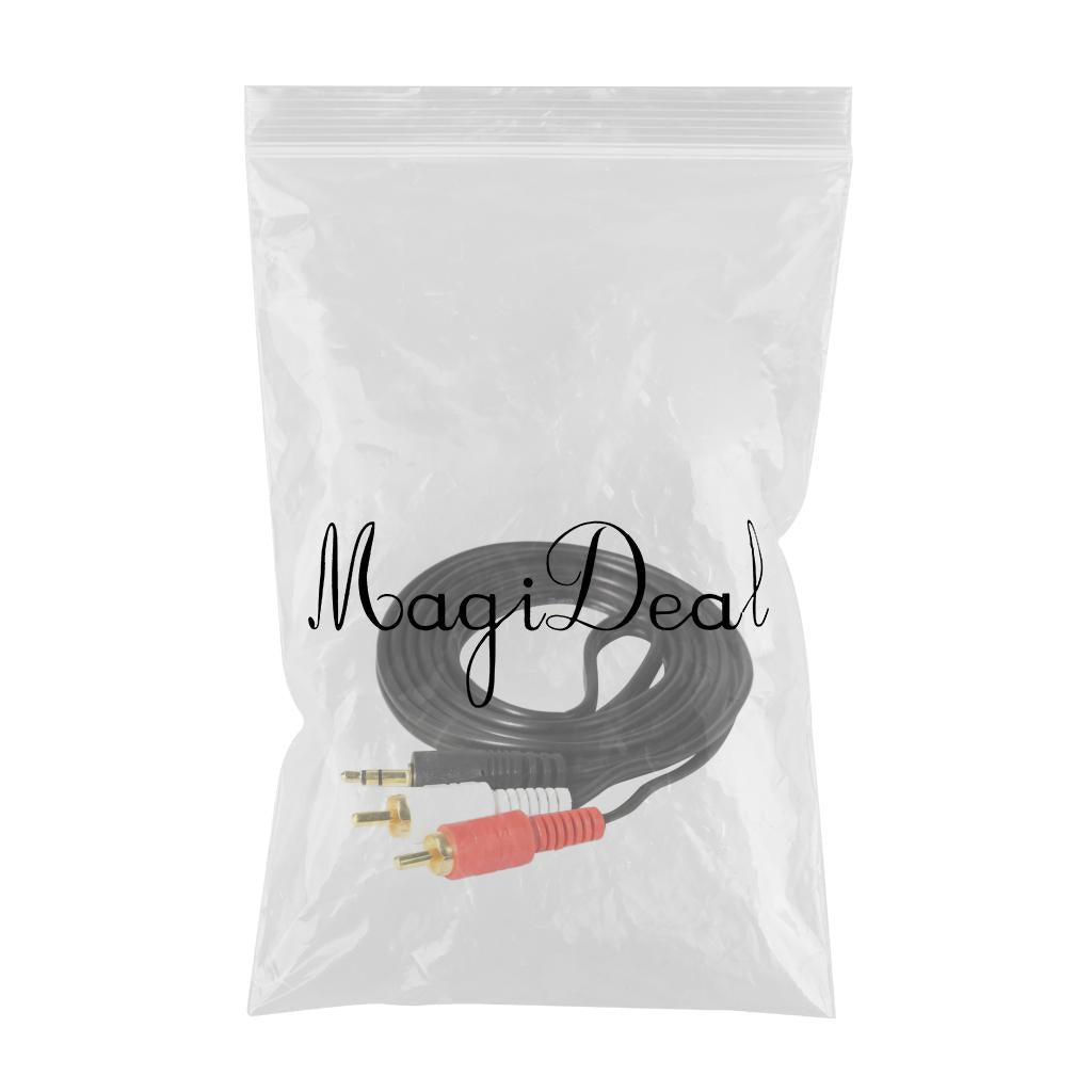 1M 3.5mm Stereo Male to 2 RCA Dual Audio Male Adapter Speaker Cable Black