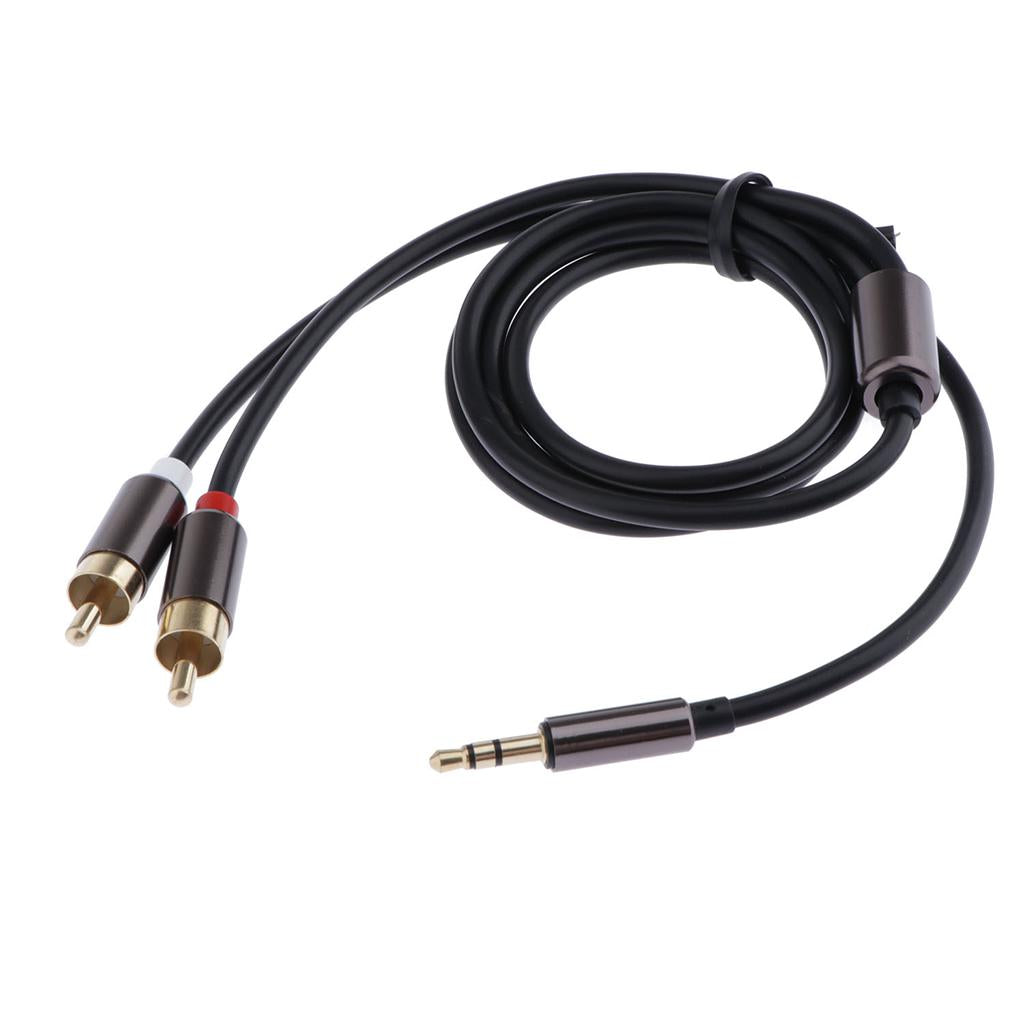 3.5mm Male to 2RCA Male Audio Stereo Y Splitter Cable for Tablet PC Black