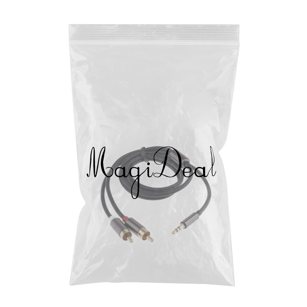 3.5mm Male to 2RCA Male Audio Stereo Y Splitter Cable for Tablet PC Black