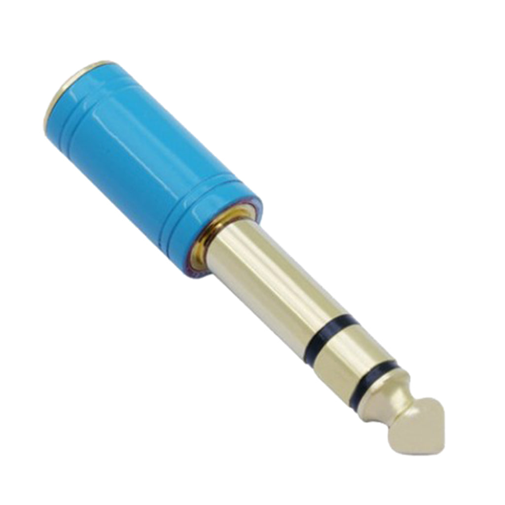 6.35mm 1/4 inch Male to 3.5mm 1/8 inch Female Stereo Audio Adapter Blue