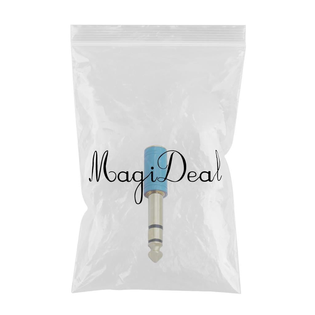6.35mm 1/4 inch Male to 3.5mm 1/8 inch Female Stereo Audio Adapter Blue