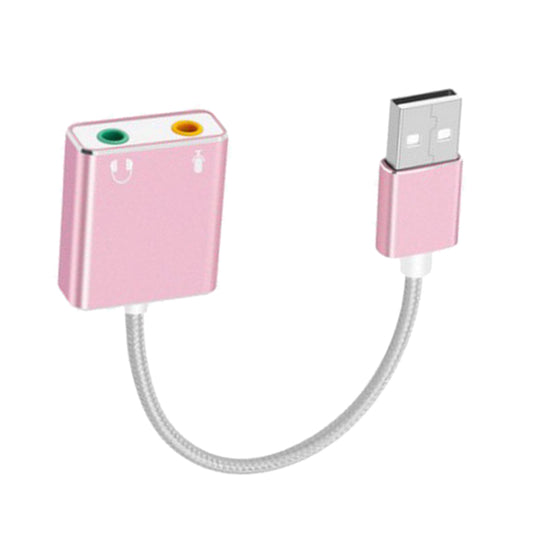 Audio Adapter USB External Stereo Sound Card for 3.5mm Headphone Pink