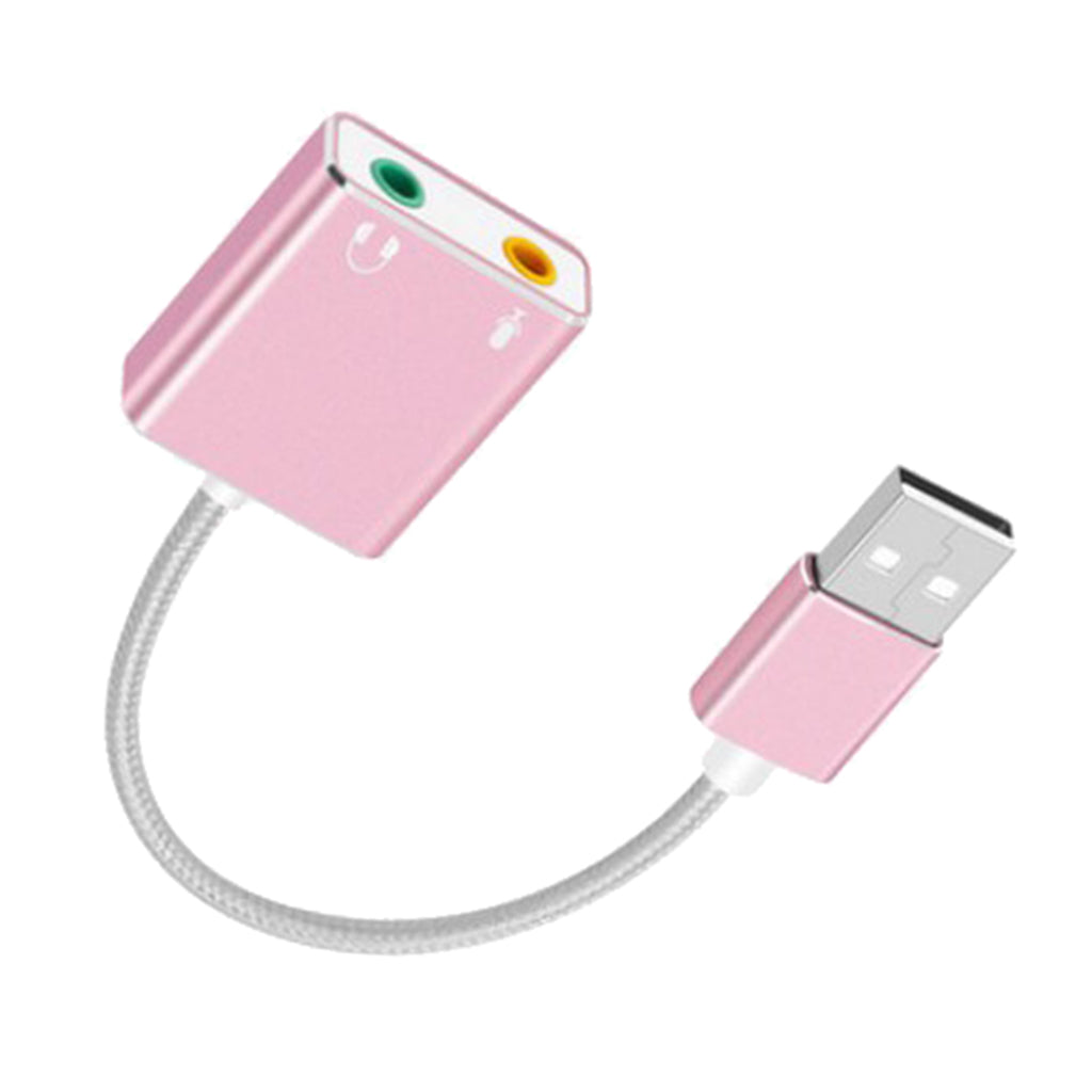 Audio Adapter USB External Stereo Sound Card for 3.5mm Headphone Pink