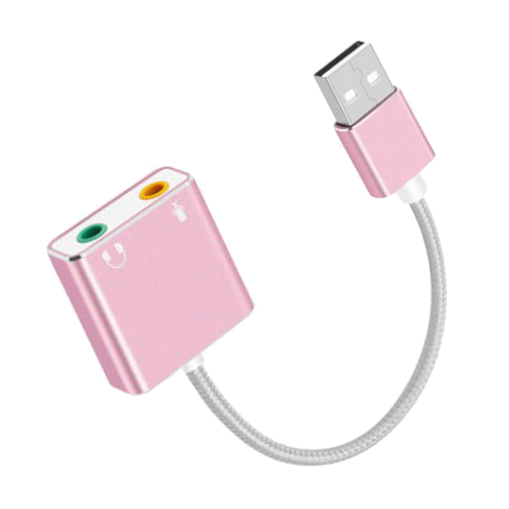 Audio Adapter USB External Stereo Sound Card for 3.5mm Headphone Pink