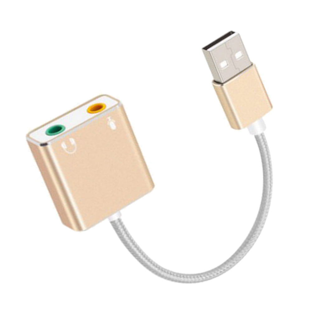 Audio Adapter USB External Stereo Sound Card for 3.5mm Headphone Golden