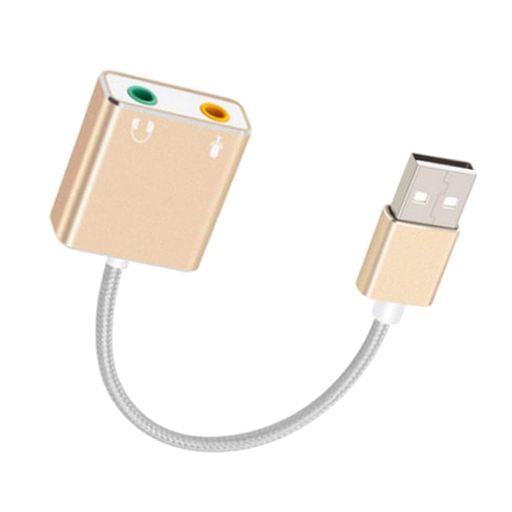 Audio Adapter USB External Stereo Sound Card for 3.5mm Headphone Golden