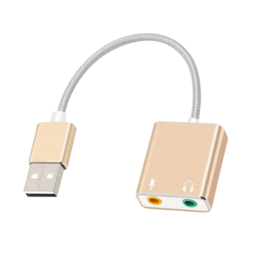 Audio Adapter USB External Stereo Sound Card for 3.5mm Headphone Golden