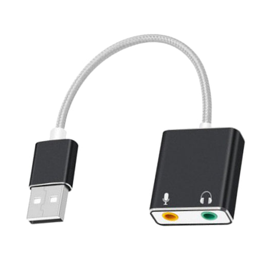 Audio Adapter USB External Stereo Sound Card for 3.5mm Headphone Black