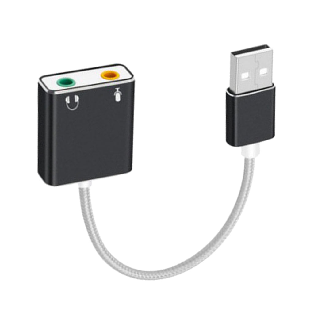 Audio Adapter USB External Stereo Sound Card for 3.5mm Headphone Black